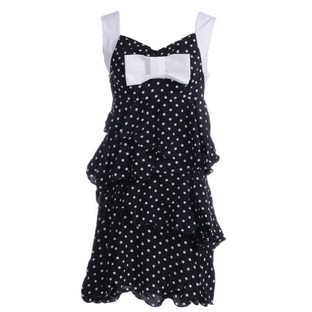 Polka Dot Ruffle Legging - Anna-Kaci S/M Fit Black and White Polka Dot Tiered Ruffle Bow Front Trim Dress