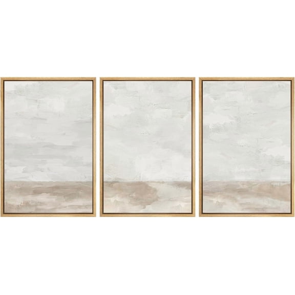 FCCUYE Framed Canvas Print Wall Art Set Grunge Blue Watercolor Landscape Shapes Abstract Illustrations Modern Art Decorative Nordic Calm Colorful for Living Room, Bedroom, Office - 16"x24"x3 White