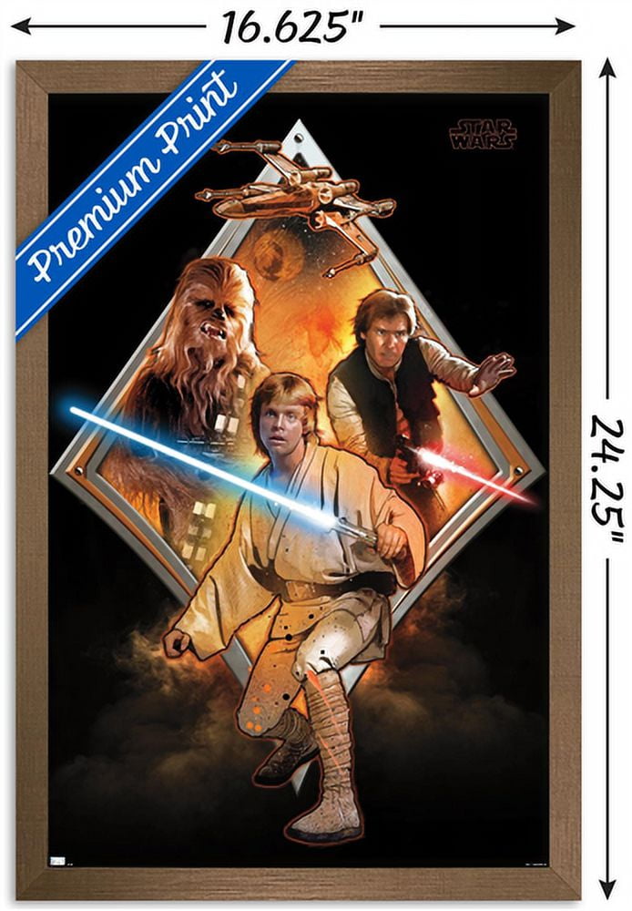 Star Wars: Original Trilogy - Heroes Badge Wall Poster, 14.725" x 22.375", Framed