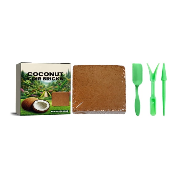 Coconut Coir Bricks 3 Pack Fiber, Compressed Growing Medium for Potting Soil, High Water Retention Substrate for Seed Starting, Organic Fertilizer for Vegetable Flower Hydroponics