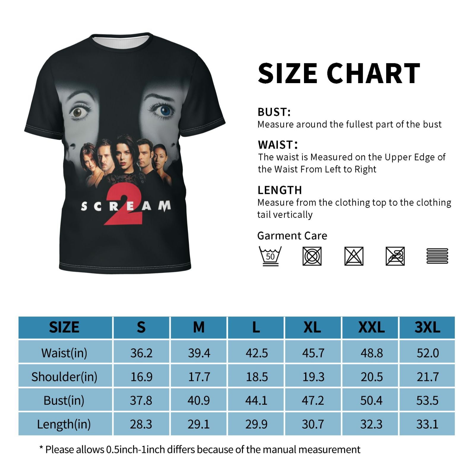 Scream 2 Movie T-Shirt for Men Summer Street Tees Shirt 3D