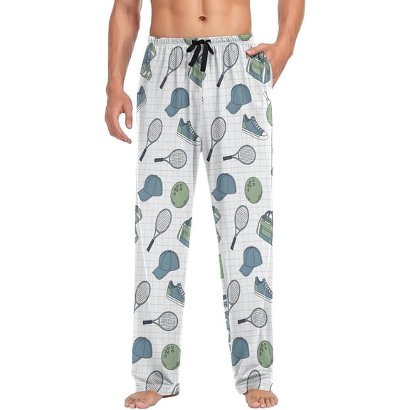 SKQIT Mens Pajama Pants Tennis Racket Shoe Ball Bag Soft Lounge Sleep Pant with Pockets Sleepwear PJ Bottoms for Men