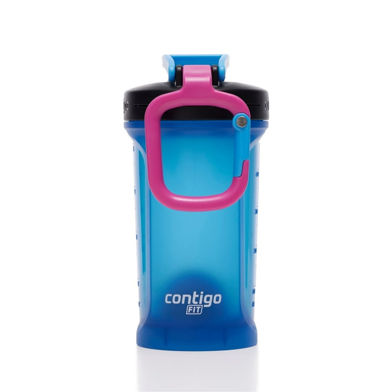 Contigo Fit Plastic Shake & Go 2.0 Shaker Bottle, Blue Poppy, 20