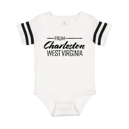 

Inktastic From Charleston West Virginia in Black Distressed Text Gift Baby Boy or Baby Girl Bodysuit