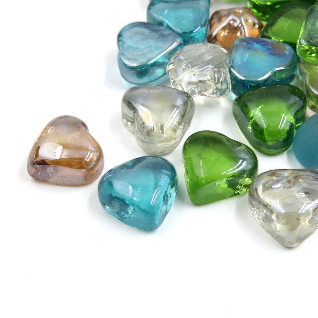 500g Multicolor Glass Heart Shaped Fish Tank Aquarium Decor Pebble Bead Stones