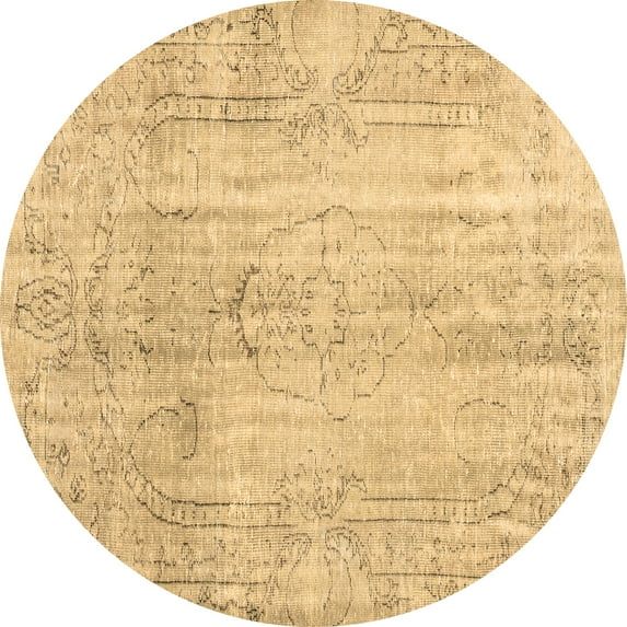 Ahgly Company Machine Washable Indoor Round Persian Brown Traditional Area Rugs, 8' Round