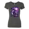 thumbnail image 2 of Fantasy Wolf Howling at The Full Moon Animal Lover Womens Slim Fit Junior Tee, Dark Grey, Large, 2 of 3