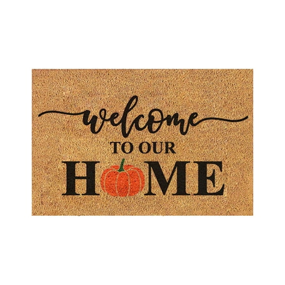 Uanit Fall Coir Doormat Welcome Pumpkins Door Mat Non-Slip Farmhouse Floor Mats Autumn Decorative Entrance Door Rugs for Halloween Thanksgiving Indoor Outdoor Bathroom Porch Decor, 15.7 x 23.6 Inch