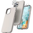 thumbnail image 1 of TOCOL Funda 5 en 1 para iPhone 13, con 2 protectores de pantalla + 2 protectores de lente de cámara, funda de silicona líquida para iPhone 13, azul medianoche, 1 of 4