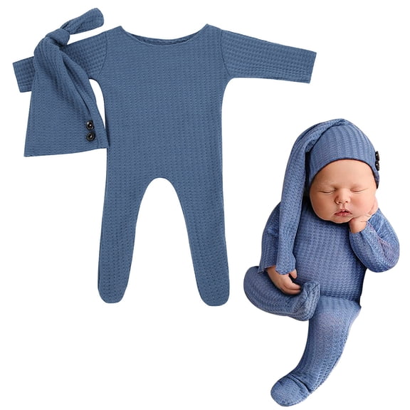 Newborn Long Tail Hat Jumpsuit – Soft Knitted Baby Photography Outfit for Boys & Girls