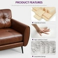 thumbnail image 3 of LAZZO 61" Loveseat Sofa, 2-Seat Leather Couch for Living Room, Bedroom & Office, Brown, 3 of 9