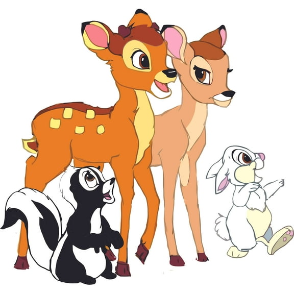 Bambi Family Deer Rabbit Bunny Skunk Skunks Cartoon Characters TV Show Toddler Toddlers Baby Boy Girl Nursery Design Wall Decals for Bedroom Kids Vinyl Art Decal Walls Rooms Size (20x20 inch)