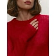 thumbnail image 4 of Women'S Basic Crewneck Sweater Long Sleeve Round Neck Pullover Red S, 4 of 7