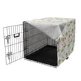 thumbnail image 3 of Flamingo Dog Crate Cover, Flourishing Fresh Flowers with Pineapples and Dots Retro Style Birds Romantic, Easy to Use Pet Kennel Cover for Medium Large Dogs, 35" x 23" x 27", Multicolor, by Ambesonne, 3 of 6