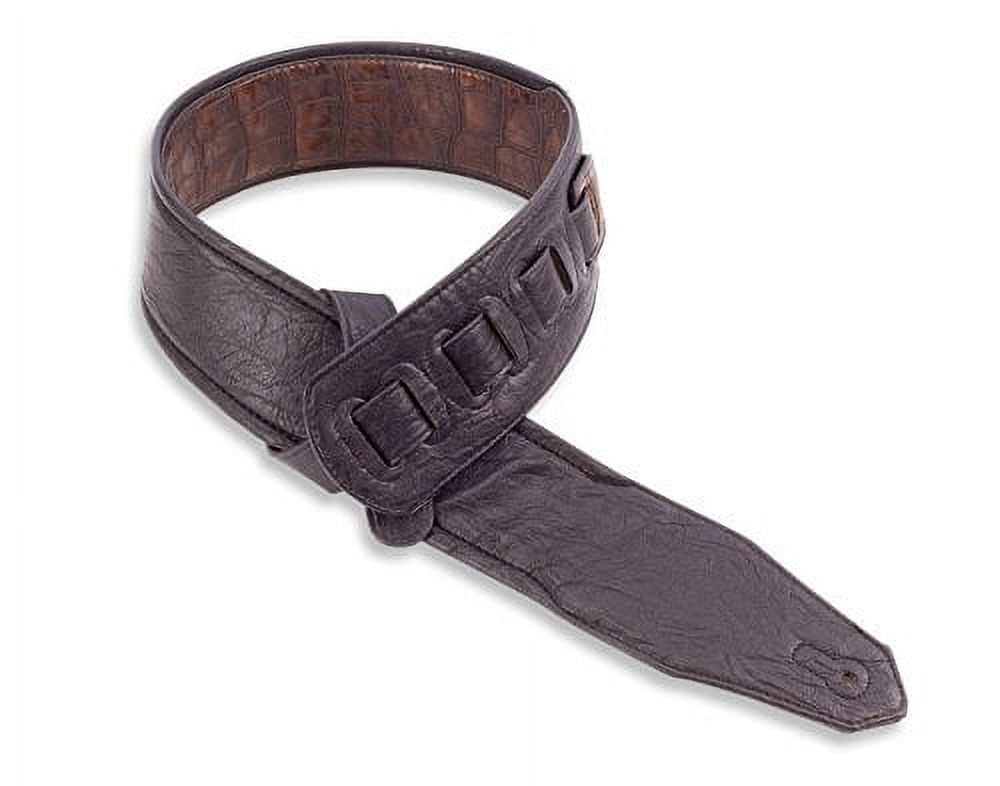 Walker & Williams F-12D Dark Brown Alligator Pattern Padded Guitar Strap
