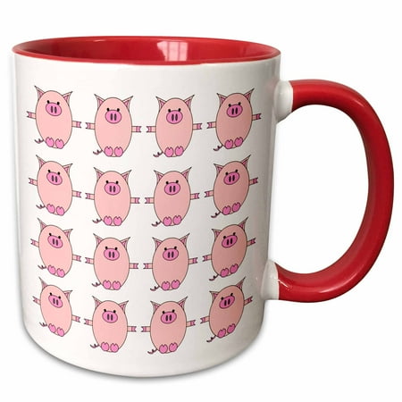 

3dRose Piggy Power � Pink Pig Print - Two Tone Red Mug 11-ounce
