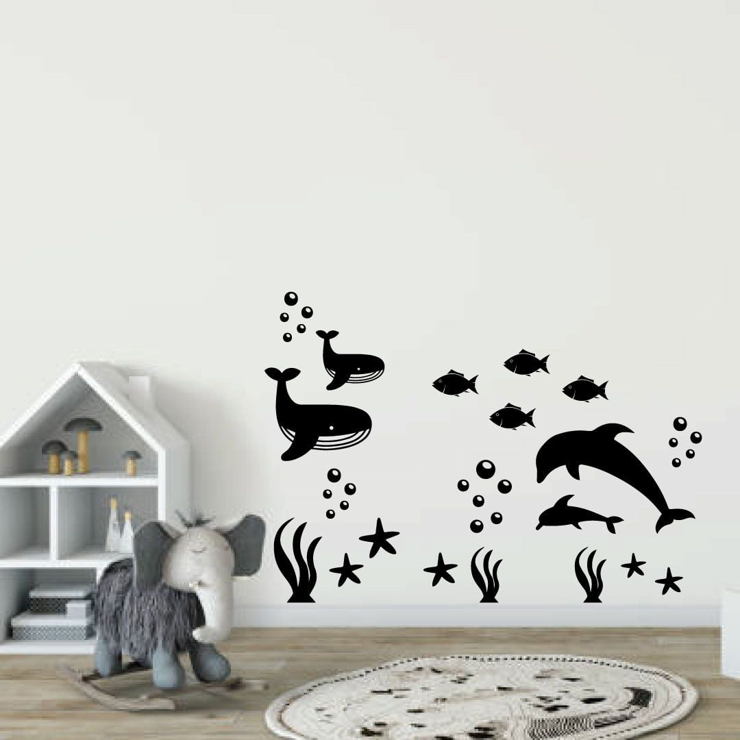 Shark Family Swimming Design Home Nature Animals Wall Art Decal Vinyl Sticker 