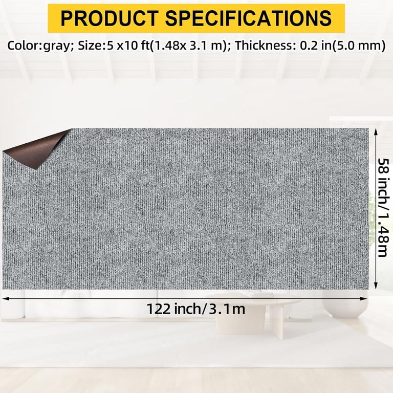 Marine Carpet,6 FT X 18 FT Smoke Gray Indoor Outdoor Carpet 0.2" Thick Boat Carpet