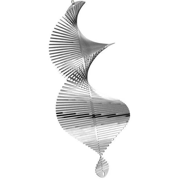 3D Wind Spinner Outdoor Yard Ornament Garden Metal Helix Spinners Hanging Decorations Silver Reflection Bird Repellent