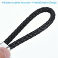 thumbnail image 4 of Braided Leather Keychain with Stainless Steel Key Ring, PU Woven Wristlet Lanyard, Black, 4 of 5
