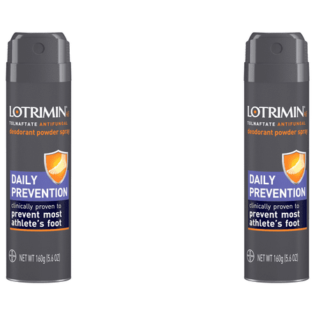(2 pack) (2 pack) Lotrimin Athlete's Foot Daily Prevention Deodorant Powder Spray, 5.6 oz
