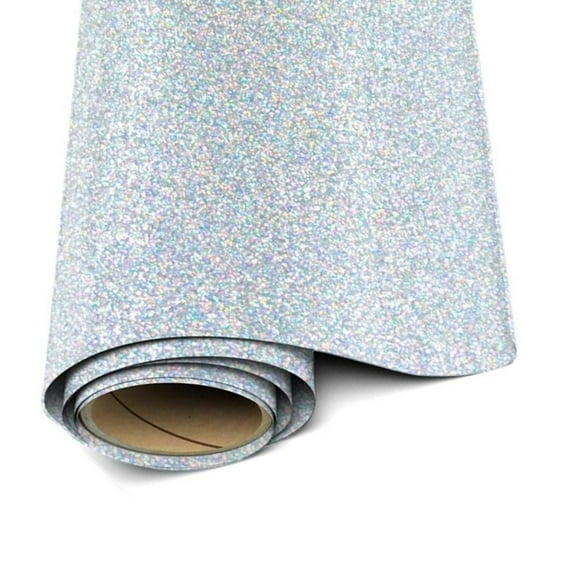 Siser Glitter Heat Transfer Vinyl – Silver Confetti HTV Iron on Vinyl – 12” x 3 Foot ( 36 inches / 1 yard )