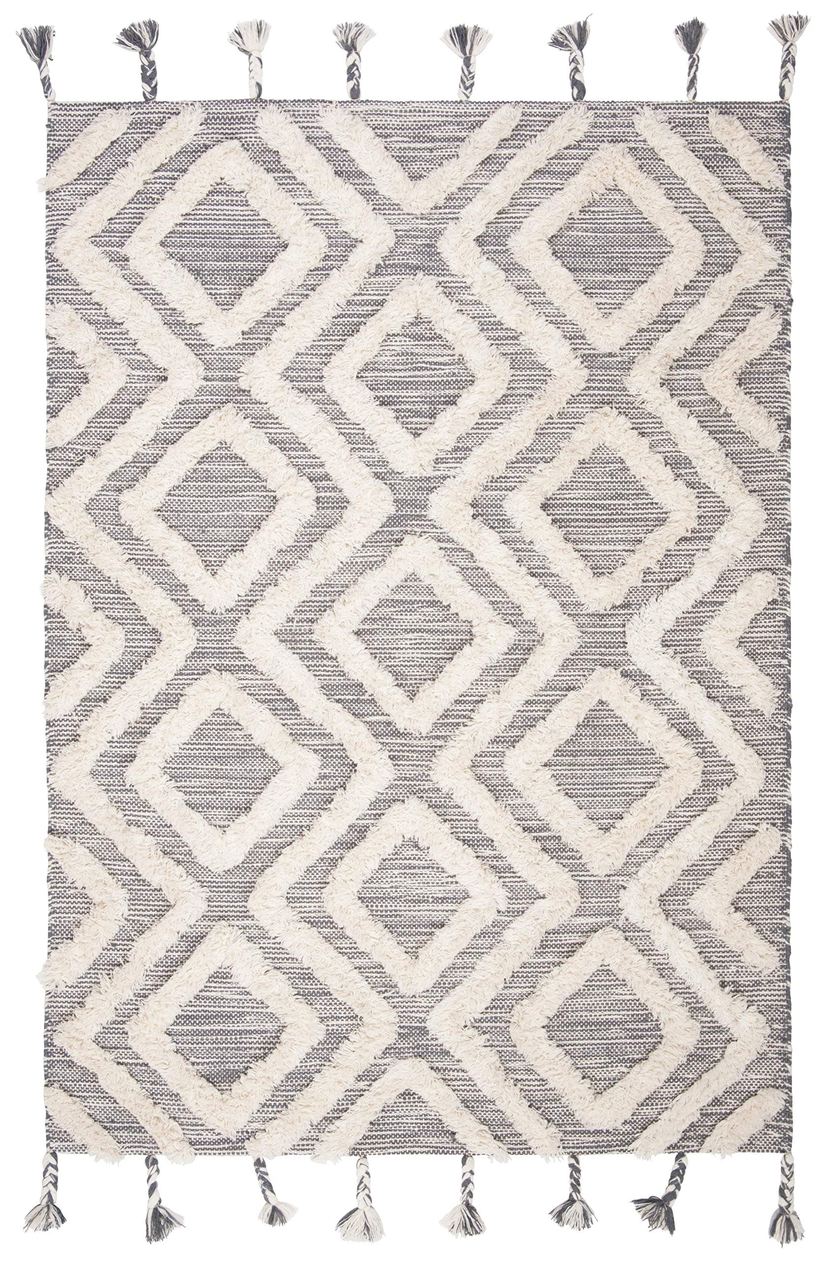 SAFAVIEH Kenya Arline Geometric Wool Area Rug, Grey/Ivory, 5' x 8'