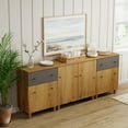 thumbnail image 3 of WAMPAT Sideboards Buffet Cabinet, 3-in-1 Wood Wide Credenza Storage Cabinet with 2 Doors and Drawers, Modern Kitchen Coffee Bar Table with Storage Shelves for Living Room Dining Room, Oak Brown, 3 of 9