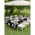 thumbnail image 3 of Sage Green Black Geometric Outdoor Tablecloth - 54x80 Inch Rectangle Dining Table Cover, Modern Abstract Art Block Waterproof Outdoor Table Cloth with Umbrella Hole & Zipper for Picnic/Patio/Party, 3 of 7