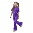 thumbnail image 7 of BVWKPCV Girls 2 Piece Outfits Summer Clothes Trendy Short-Sleeve Top & Flare Pants Clothing Set Sizes 8-12 Years Dark Purple 3-4Y, 7 of 7