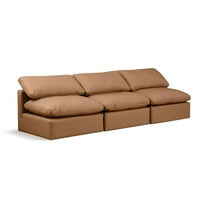 Meridian Furniture Indulge 105" Vegan Leather Modular Sofa in Cognac Orange
