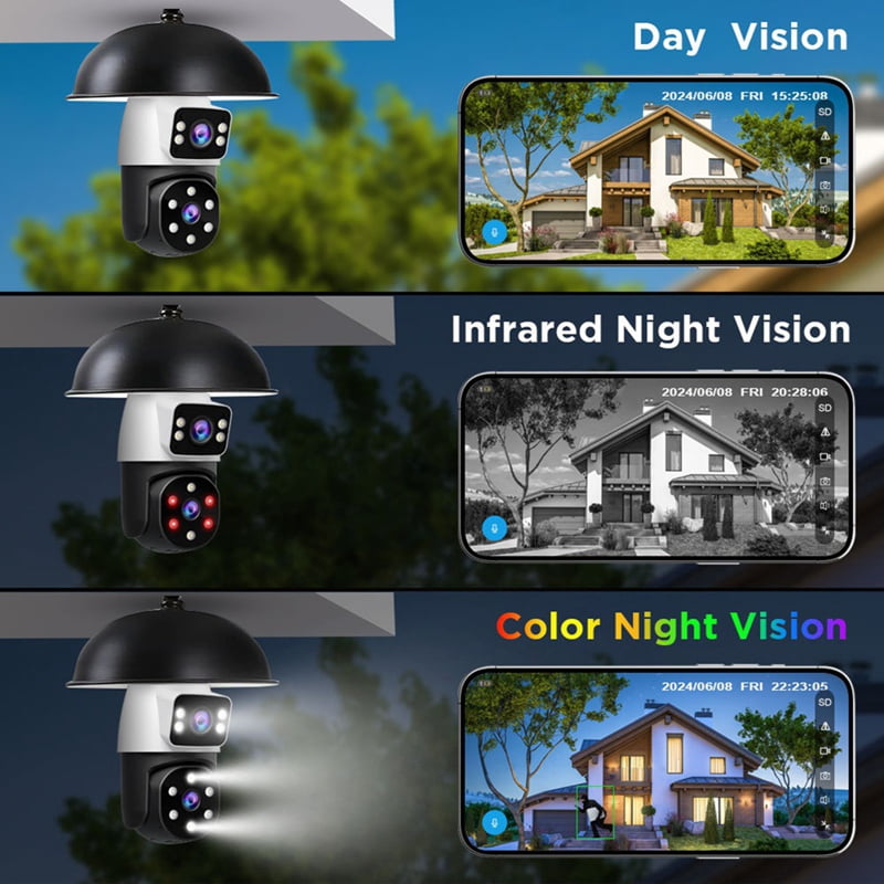 4MP Bulb Wifi PTZ Surveillance Camera Wireless 2MP Dual Lens, Night Vision, Human Tracking, Security Baby Monitor