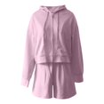 thumbnail image 4 of Summer Shorts for Women, Compression Shorts for Women,Women's Stylish Casual Hooded Shorts Suit Set for Everyday Comfort Versatile for Spring and Fall Two-Piece Outfit, 4 of 5