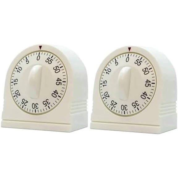 60 Minute Wind Up Timer, Visual Mechanical Timer with Loud Alarm, Manual Countdown Timers for Classroom, Home, Study and Cooking (2 Pack)