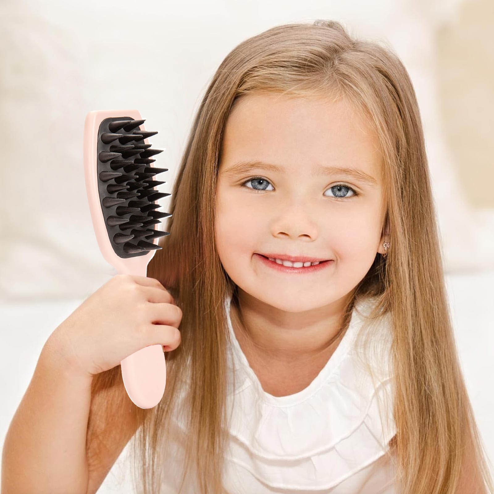 Kid Hairbrushes Silicone Hair Brush Handle Soft Hair Brush for Natural ...