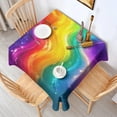 thumbnail image 2 of Colorful Tie Dye Wave Pattern Square Tablecloth,Waterproof Square Table Cover,Wipeable Spillproof Washable Table Cover for Home Kitchen Party Decor 60"x60"(152x152cm), 2 of 6