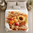thumbnail image 5 of Autumn Harvest Basket Still Life Pumpkin Apple Sunflower, Festive Holiday Scene, Warm Flannel Blanket for Ranch House and Living Room, Art Lovers Thanksgiving Gift, Festive Home Decor, 5 of 9