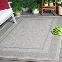 SAFAVIEH Beach House Joakim Bordered Indoor/Outdoor Area Rug, Gray/Charcoal, 5'3" x 7'6"