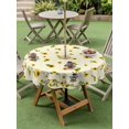 thumbnail image 4 of Outdoor Tablecloth with Umbrella Hole for Patio/Picnic/Party/Camping, Sunflowers Bee Waterproof Table Cloth Round Cover Washable, Summer Watercolor Farmhouse Country Yellow (Dia 60"), 4 of 8