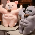 thumbnail image 3 of Soft Muscle Pig Plush Pillow Lovely Muscle Pig Stuffed Toy,Fluffy Pink Pig Plushie Dolls，17.7'', 3 of 4