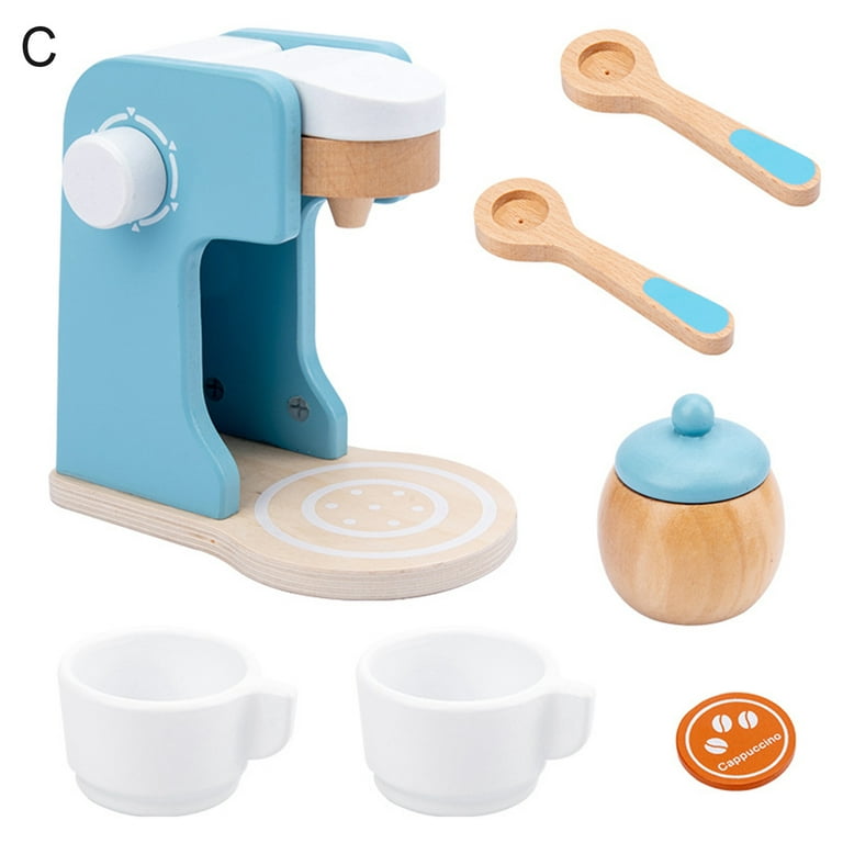 PairPear Kids Wooden Toys Coffee Maker Toy Espresso Machine Playset -  Toddler Play Kitchen Accessories Gift for Girls and Boys