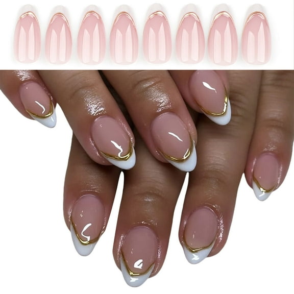 Natural Look Short Almond French Tip on False Nails Set Manicure Supplies Fashion Nails for Women