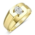 thumbnail image 6 of RYLOS Men's Rings Yellow Gold Plated Silver Ring Classic Solitaire 7X5MM Oval Shape Gemstone Designer Band White Topaz April Birthstone Rings For Men Size 8, 6 of 7
