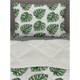 thumbnail image 3 of Green Leaf Comforter & Sham Bedding Set, Tropical Jungle Leaves Palm Trees of Hawaii Watercolor Style Summer Nature, 3 pcs Duvet Set Microfiber Filling Quilt, 5 Sizes, White and Green, by Ambesonne, 3 of 4