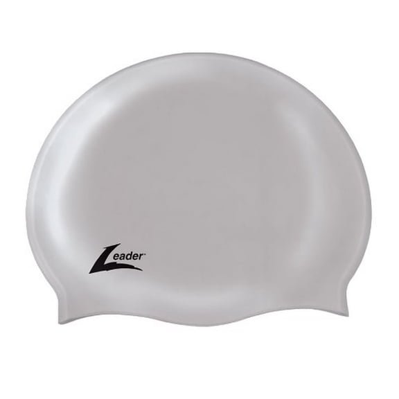 Leader Medley Racer Swim Cap for Long Hair : Silver : Adult Ages 13