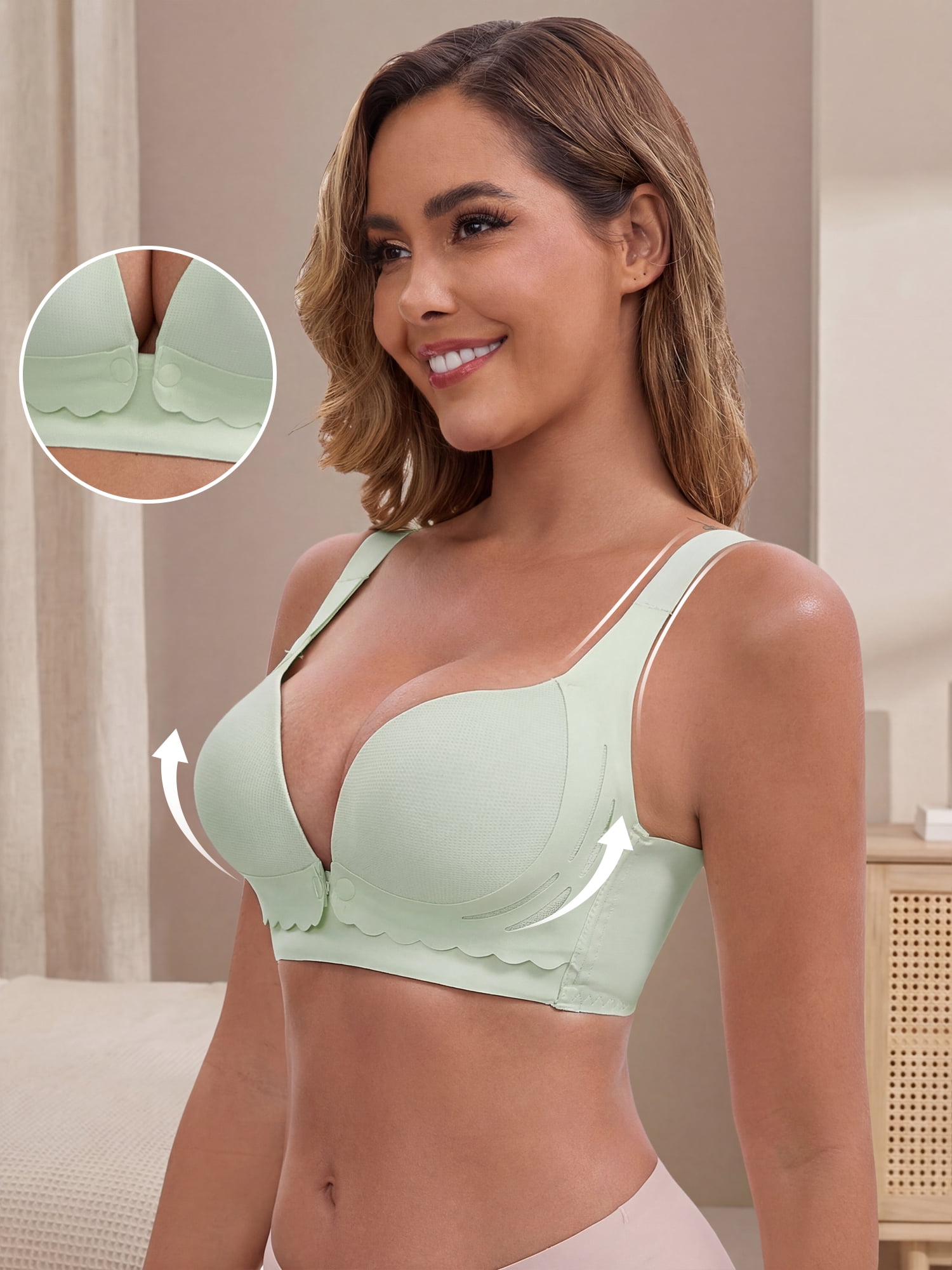 DARING DIVA Nursing Closure Adjustable Maternity Pumping Bralette S Light Green