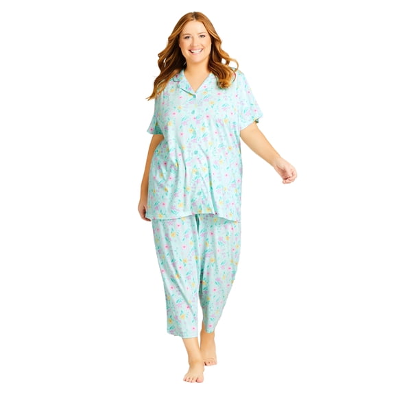 Avenue Women's Plus Size Button Up Sleep Top