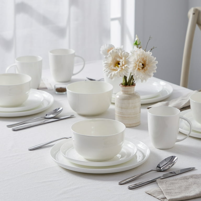 Pacifica Home Billy Coupe Shape Bone China Modern White Porcelain
