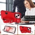 thumbnail image 4 of Allytech Wallet Case for iPhone 15, [Card Slot] [Ring Buckle] [Adjustable Wristband with Snap Buckles] Premium PU Leather Kickstand Shockproof Case Cover for Women Men - Red, 4 of 10