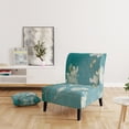 thumbnail image 3 of Designart "Blue Cherry Blossoms II" Upholstered Cabin & Lodge Accent Chair - Arm Chair, 3 of 5